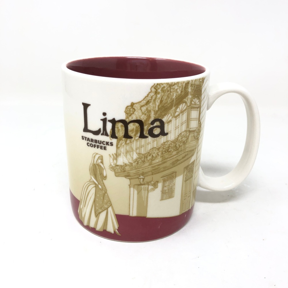 Starbucks 16oz Mug Lima Peru Global Icon Series Red Cream City Souvenir - Picture 1 of 7